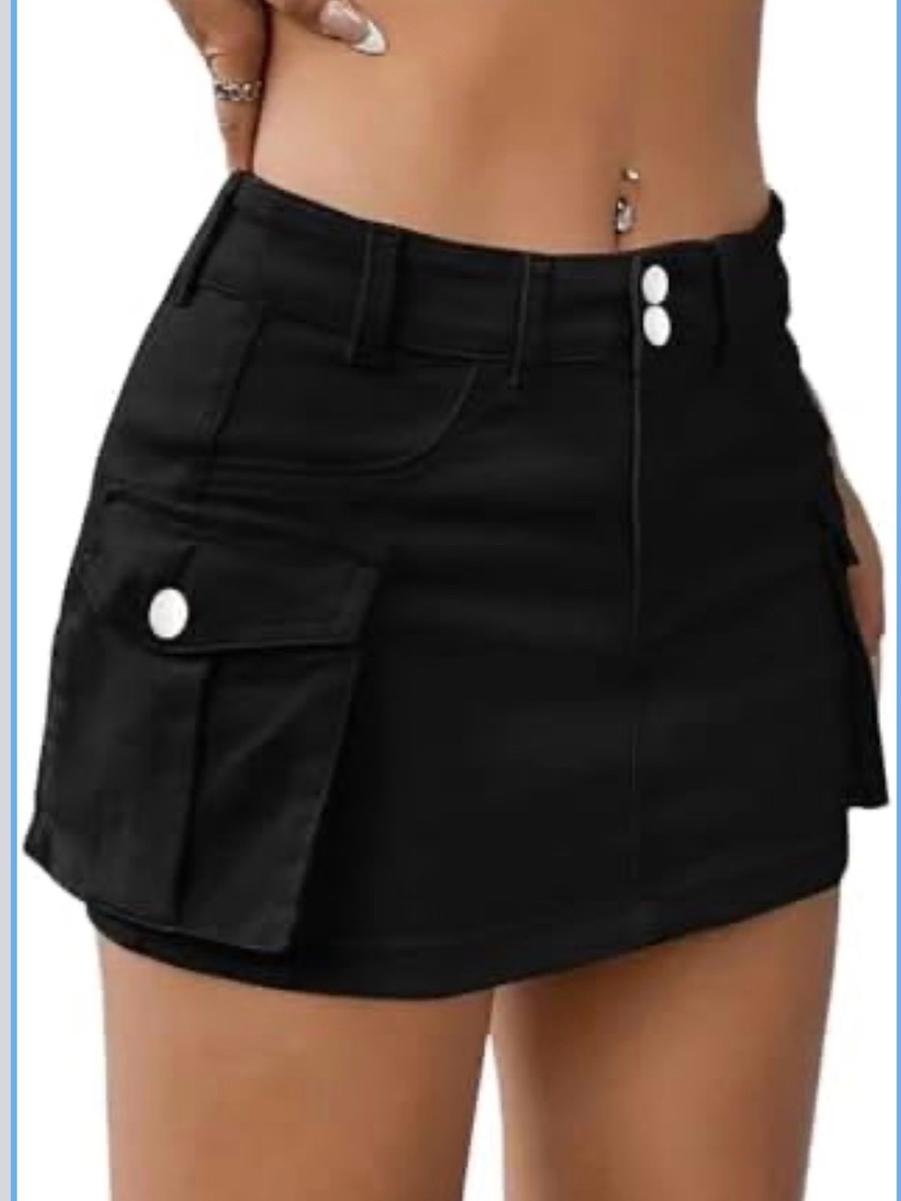 NWT ANRABESS Stretchy Bodycon Black Denim Cargo Skirt, Size M